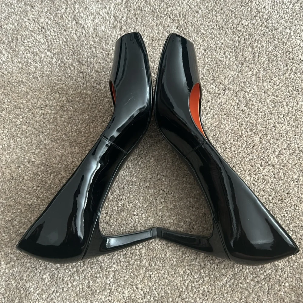 Via Spiga Black Patent Leather Peep Toe Pumps Size 6